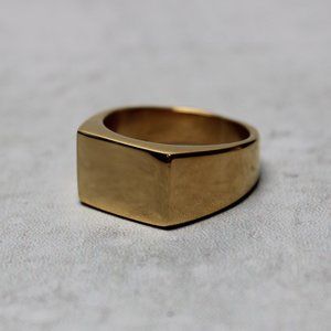 Gold Rectangle Signet Ring Size 7-12